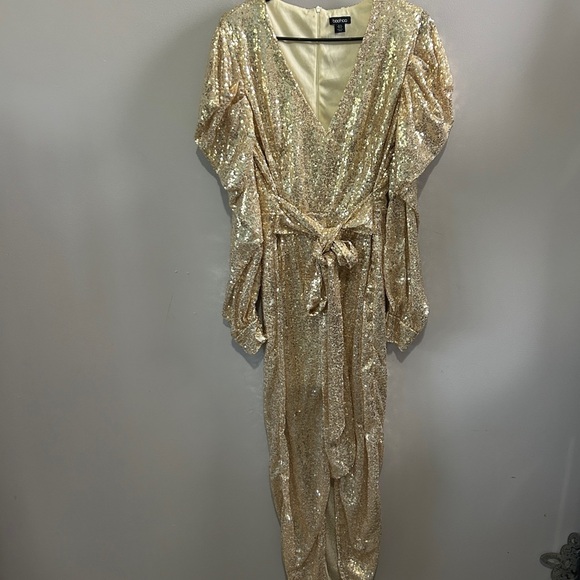 boohoo Gold Sequin  Maxi Dress - Picture 2 of 5